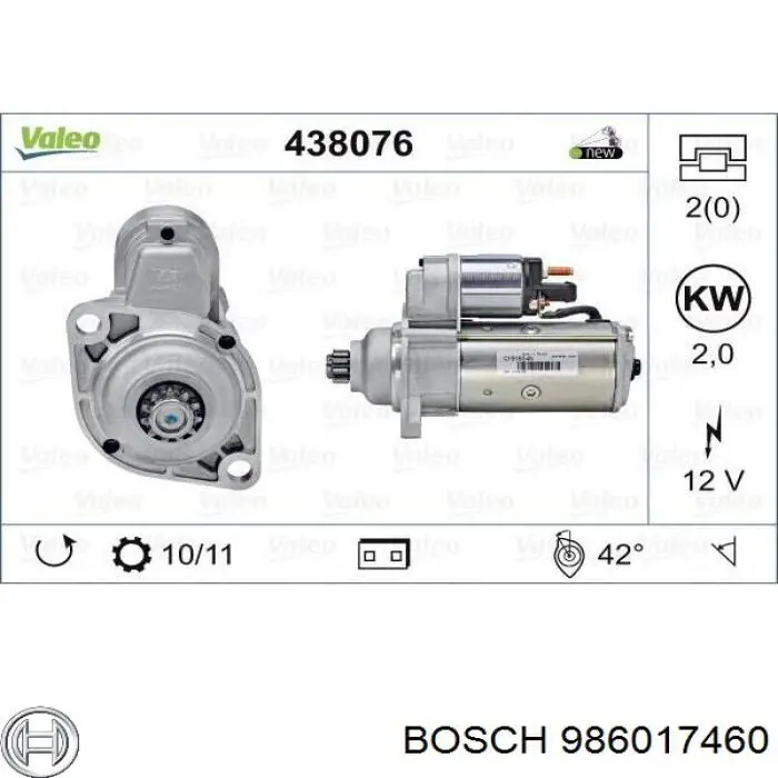 Стартер Bosch 986017460 цена, от 84.36 USD