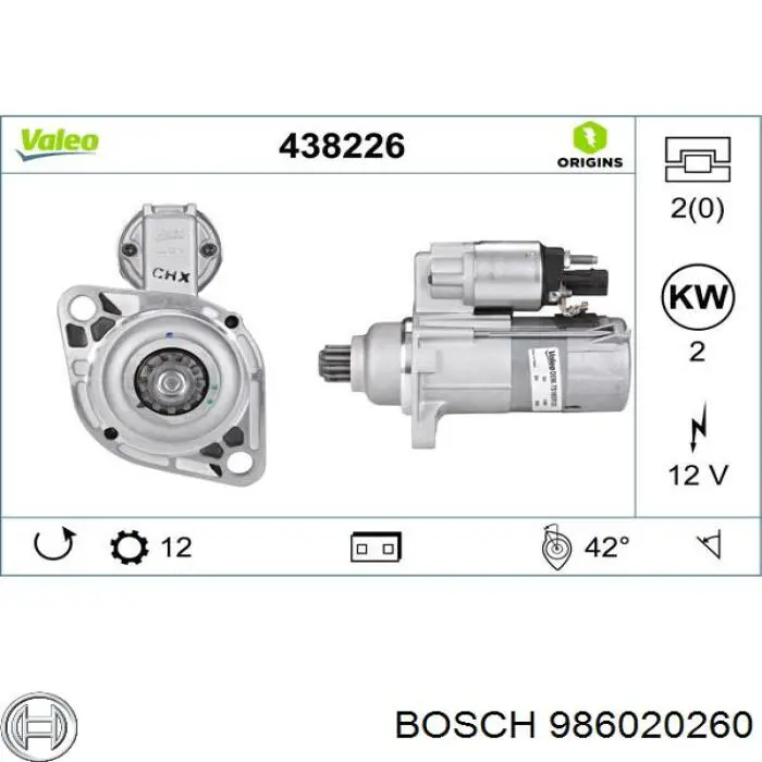 986020260 Bosch стартер