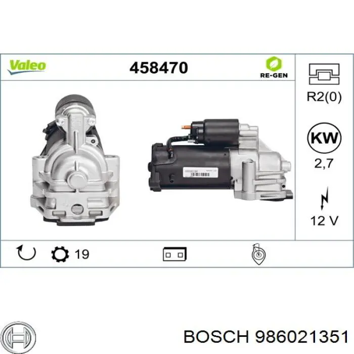 986021351 Bosch стартер