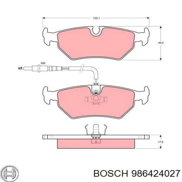 Задние тормозные колодки 986424027 Bosch