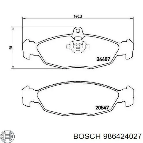 Задние тормозные колодки 986424027 Bosch