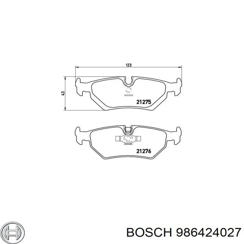 986424027 Bosch Колодки тормозные дисковые комплект