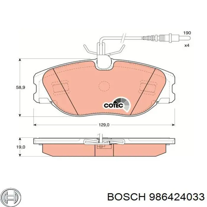 986424033 Bosch колодки тормозные передние дисковые