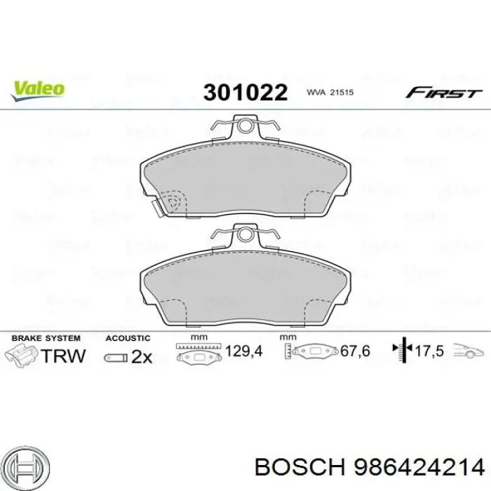 Колодки Bosch 986424214 цена, от 21.54 USD
