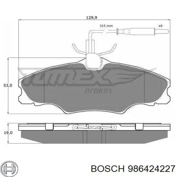Тормозные колодки Bosch 986424227