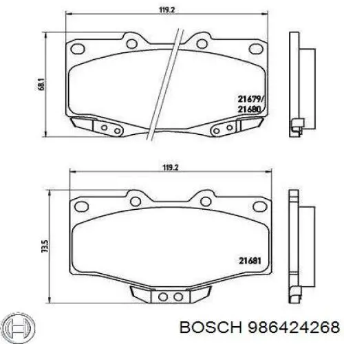 Передние тормозные колодки 986424268 Bosch
