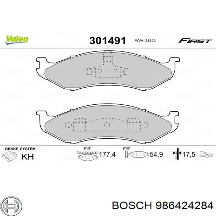 Купить 986424284 Bosch Колодки тормозные