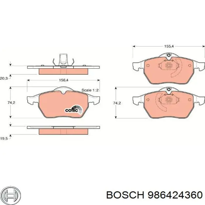 986424360 Bosch Колодки передние