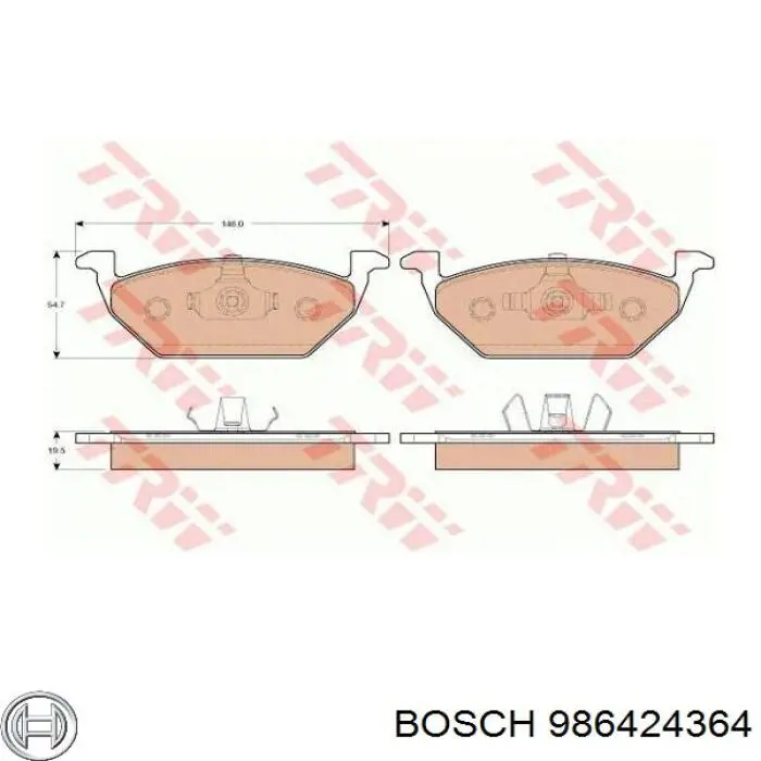 Передние тормозные колодки 986424364 Bosch