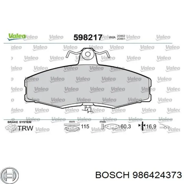Колодки Bosch 986424373 цена, от 14.50 USD
