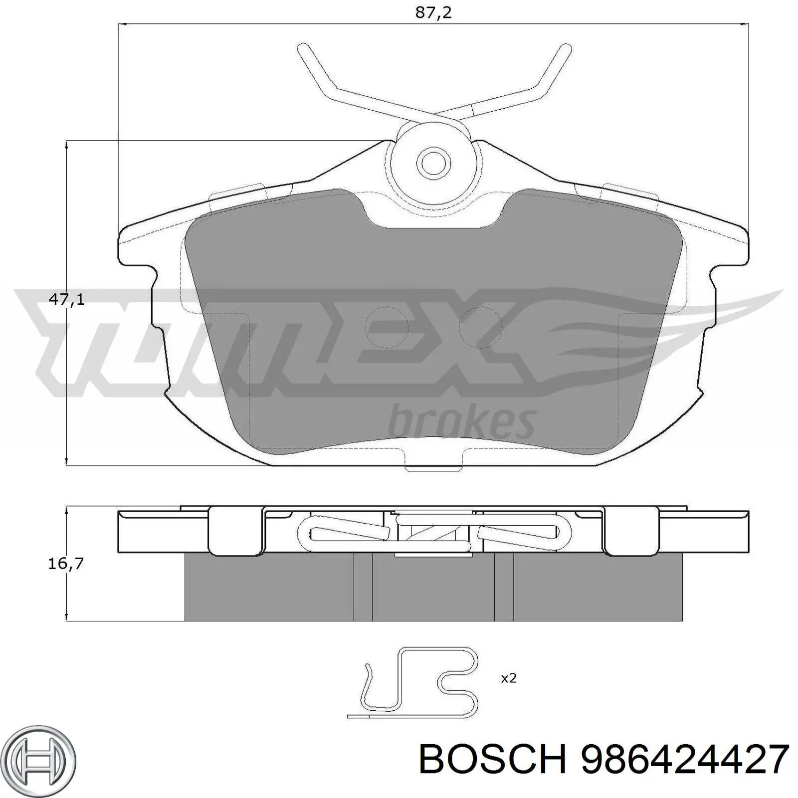 Задние тормозные колодки 986424427 Bosch