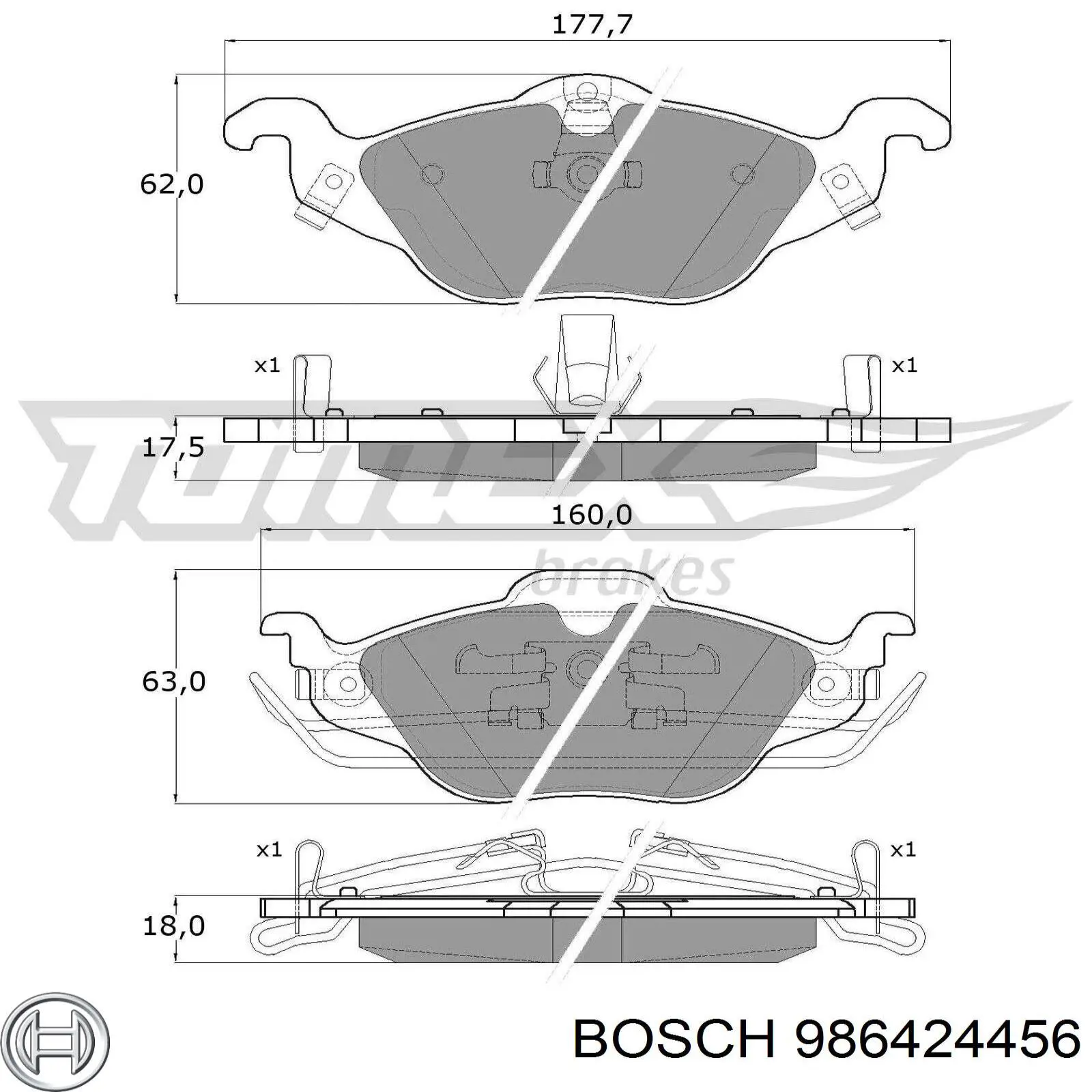 986424456 Bosch Колодки передние