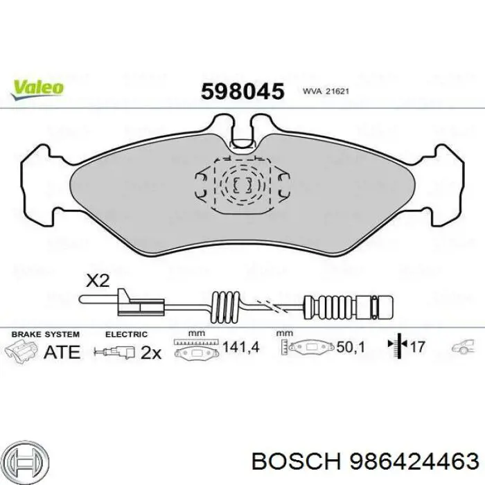 Купить 986424463 Bosch Колодки тормозные задние, дисковые