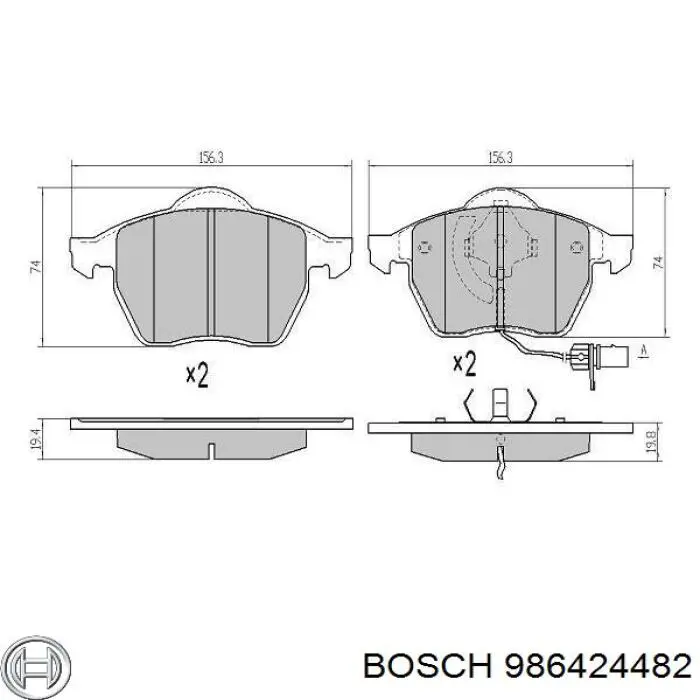 986424482 Bosch Колодки передние