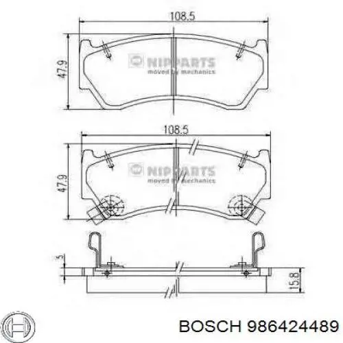 Передние тормозные колодки 986424489 Bosch