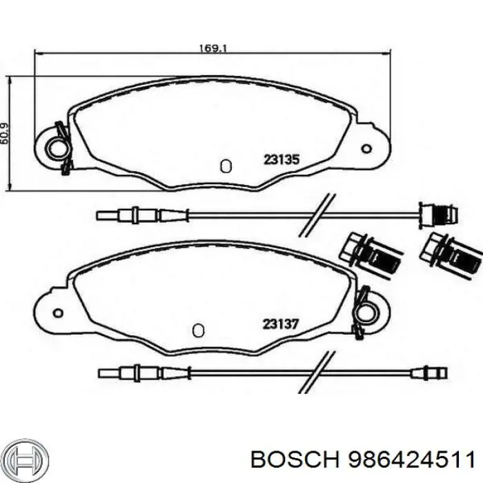 986424511 Bosch колодки тормозные передние дисковые