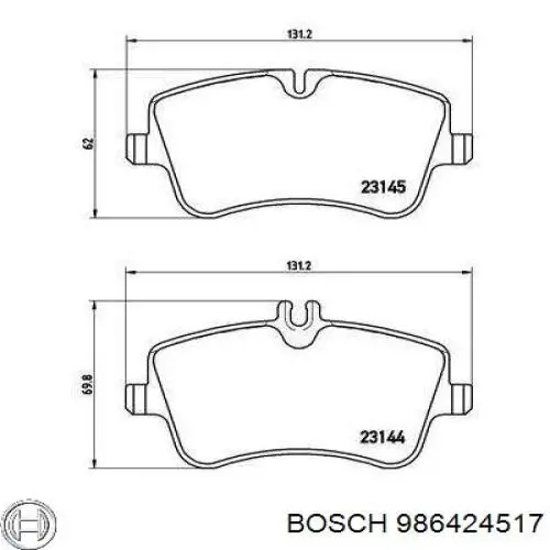 Купить 986424517 Bosch Колодки тормозные