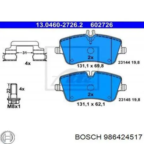 Колодки Bosch 986424517 цена, от 19.99 USD