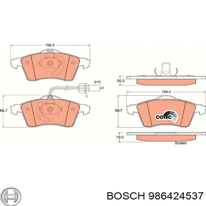 986424537 Bosch sapatas do freio dianteiras de disco