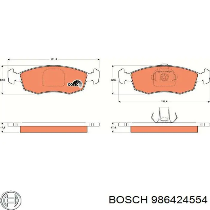 986424554 Bosch Колодки передние