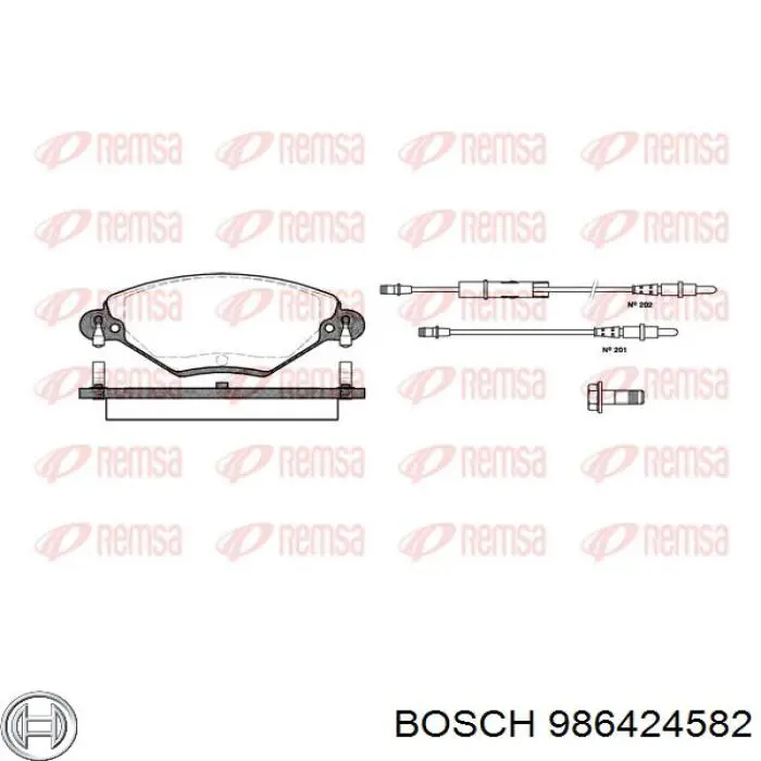 Передние тормозные колодки 986424582 Bosch