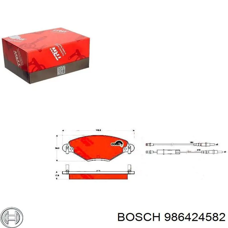 Передние тормозные колодки 986424582 Bosch