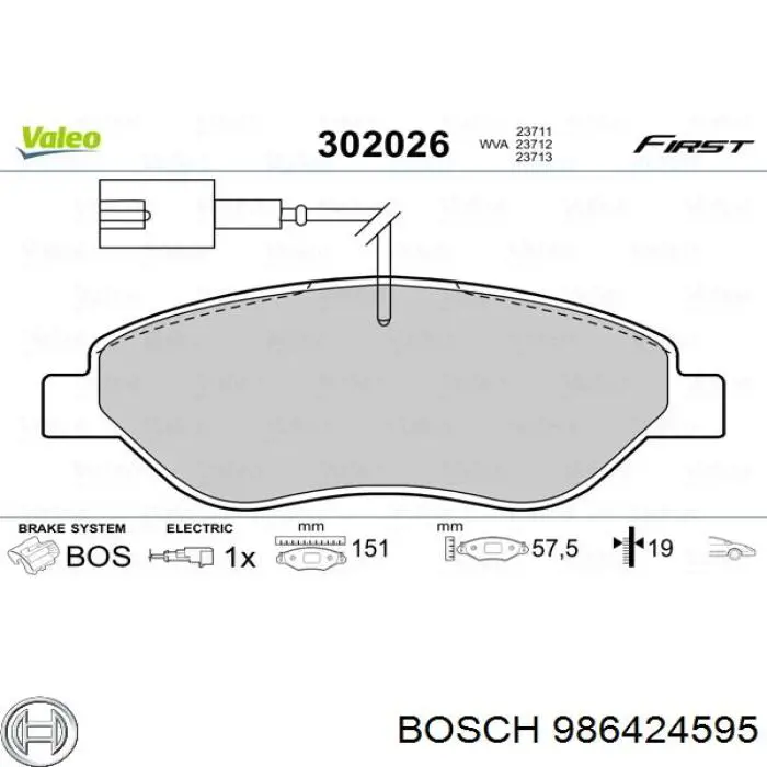Купить 986424595 Bosch Колодки тормозные