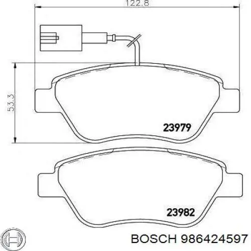 986424597 Bosch колодки тормозные передние дисковые