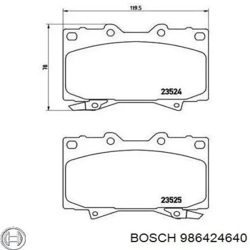 Передние тормозные колодки 986424640 Bosch