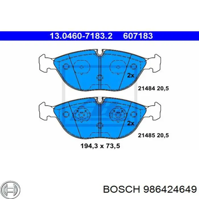 986424649 Bosch Колодки передние