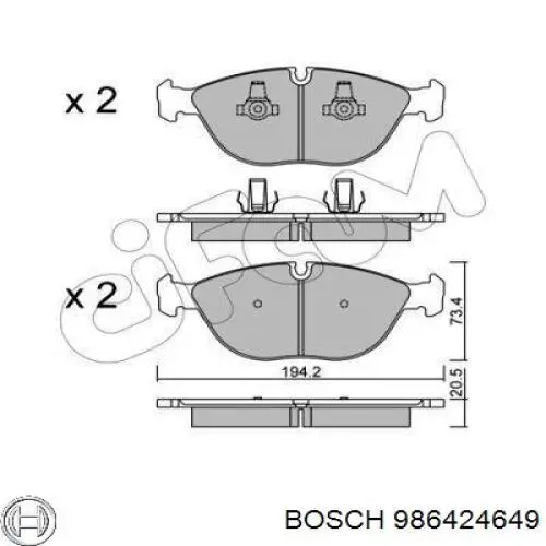Колодки Bosch 986424649 цена, от 50.51 USD
