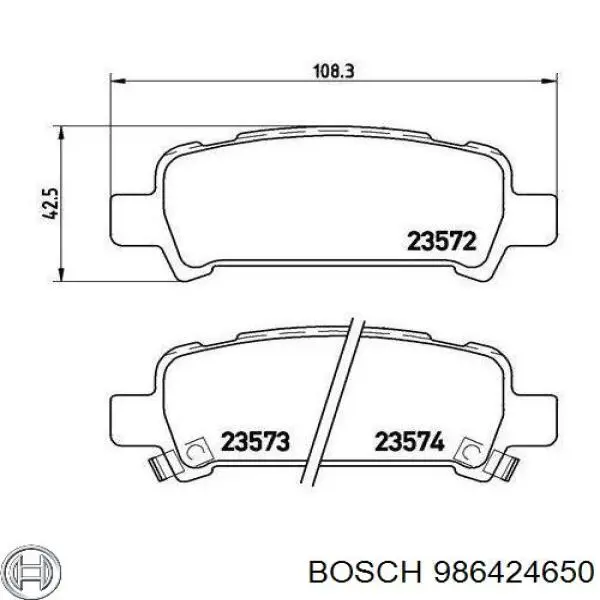 Купить 986424650 Bosch Колодки тормозные задние, дисковые