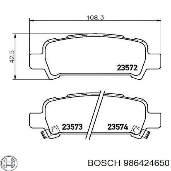 Задние тормозные колодки 986424650 Bosch