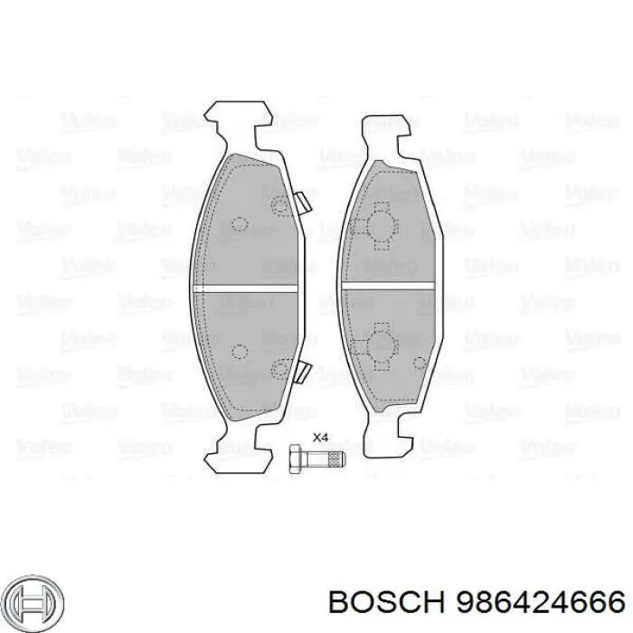 Передние тормозные колодки 986424666 Bosch