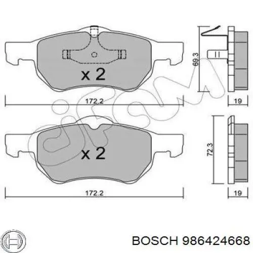 Купить 986424668 Bosch Колодки тормозные