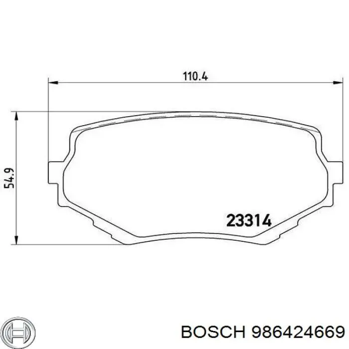 986424669 Bosch Колодки передние