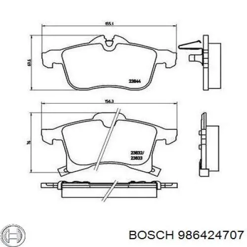Передние тормозные колодки 986424707 Bosch
