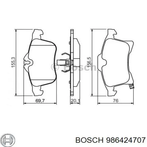 Купить 986424707 Bosch Колодки тормозные
