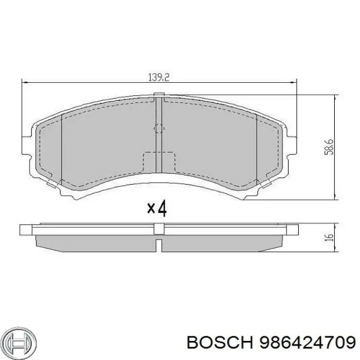986424709 Bosch Колодки передние