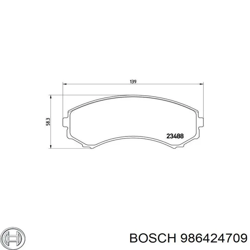 Передние тормозные колодки 986424709 Bosch