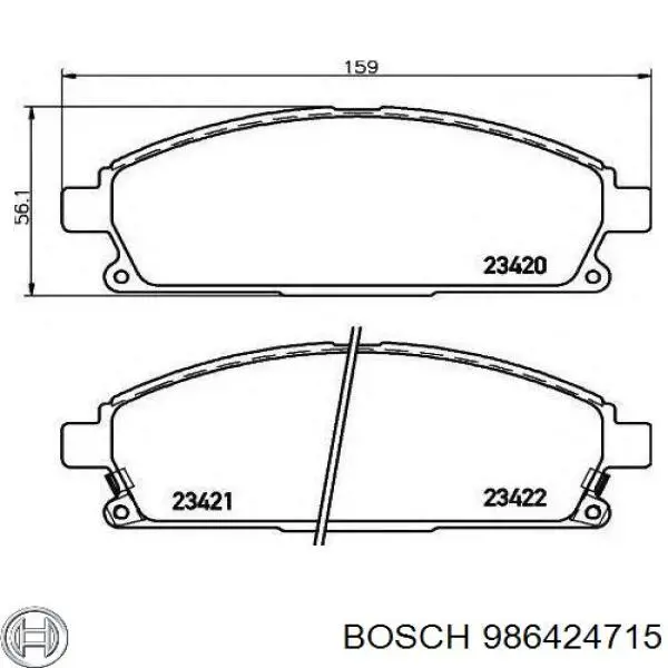 986424715 Bosch Колодки передние