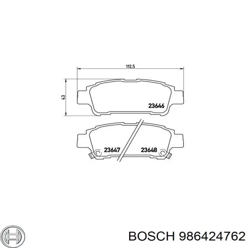 Задние тормозные колодки 986424762 Bosch