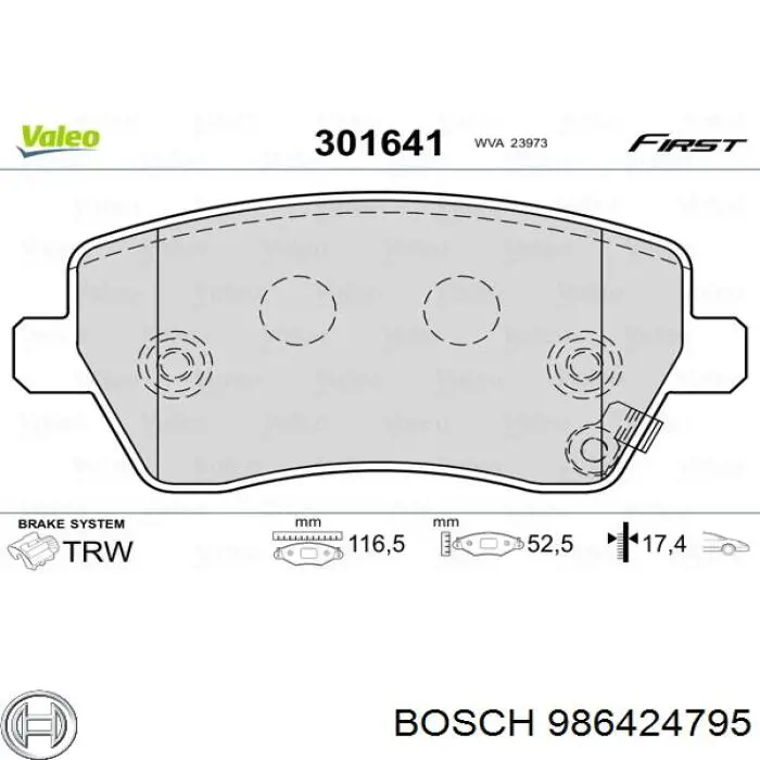 986424795 Bosch sapatas do freio dianteiras de disco
