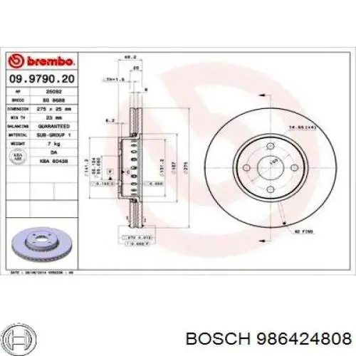 Передние тормозные колодки 986424808 Bosch