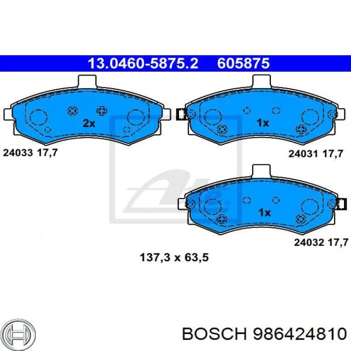 Купить 986424810 Bosch Колодки тормозные