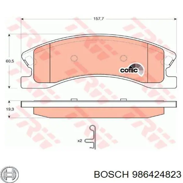 Передние тормозные колодки 986424823 Bosch
