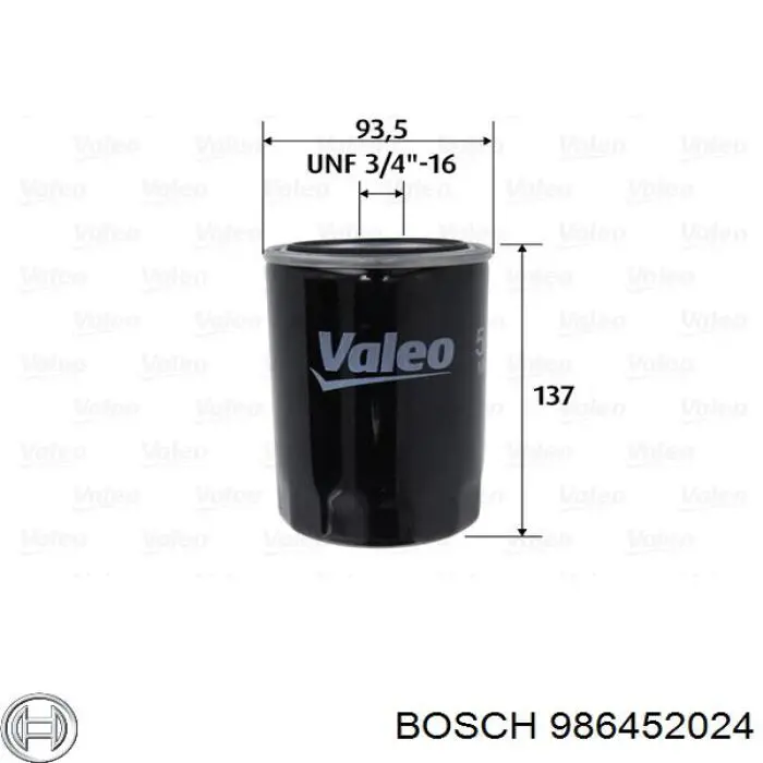 Filtro de aceite 986452024 Bosch