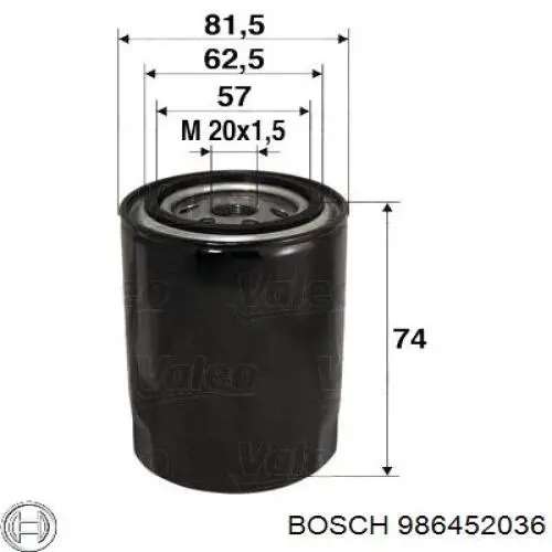 Filtro de aceite 986452036 Bosch