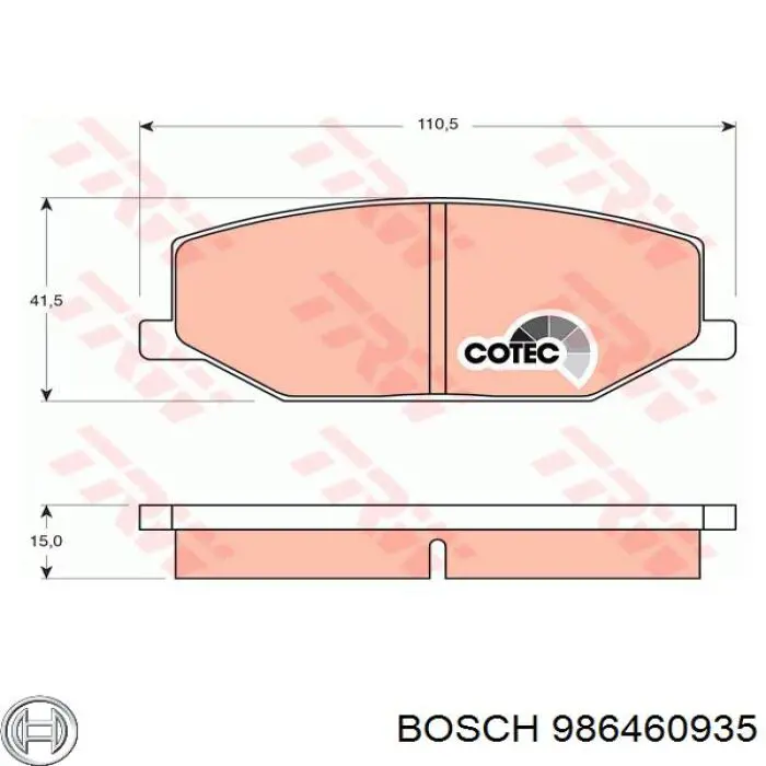 986460935 Bosch Колодки передние