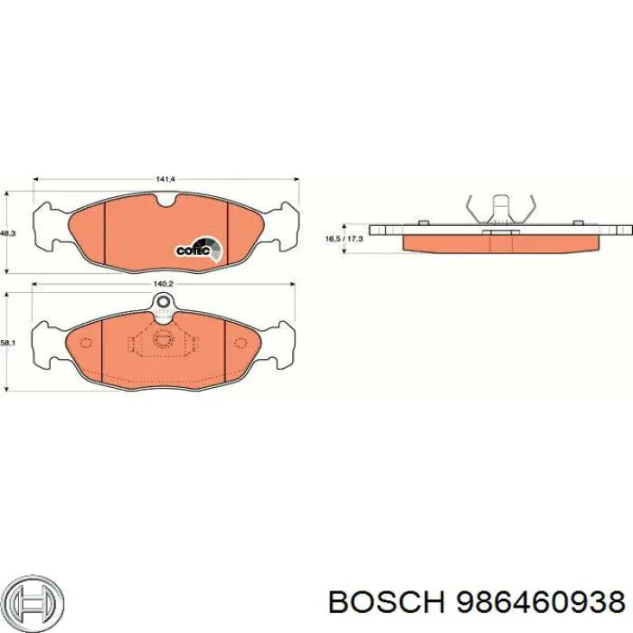 986460938 Bosch Колодки передние